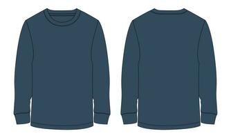 Long sleeve t shirt vector illustration template front and back views