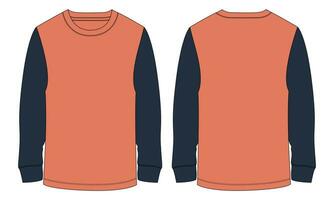 Long sleeve t shirt vector illustration template front and back views