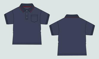 Short sleeve with pocket vector illustration polo shirt template for baby boys