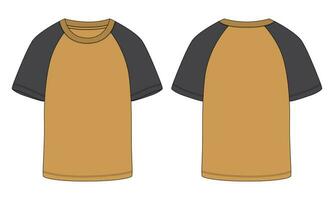 Short sleeve T shirt Technical Fashion flat sketch vector illustration template front and back views.