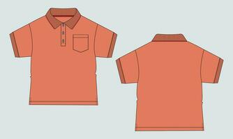 Short sleeve with pocket vector illustration polo shirt template for baby boys