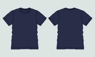 Short sleeve T shirt Technical Fashion flat sketch vector illustration template front and back views.