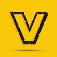 Yellow trendy alphabet letter v logo design template vector