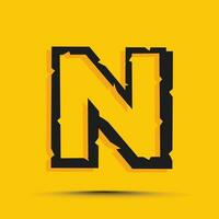 Yellow trendy alphabet letter n logo design template vector