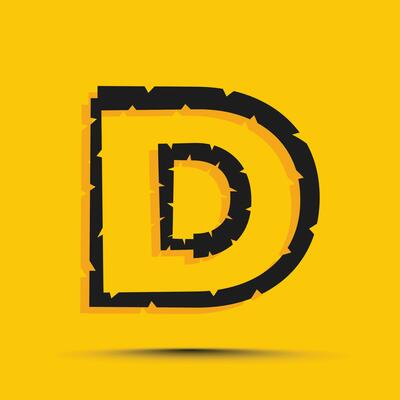 Yellow trendy alphabet letter d logo design template