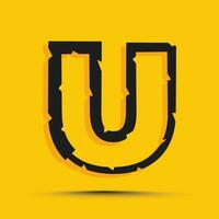 Yellow trendy alphabet letter u logo design template vector