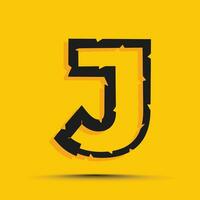 Yellow trendy alphabet letter j logo design template vector