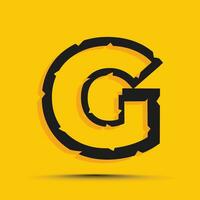 Yellow trendy alphabet letter g logo design template vector