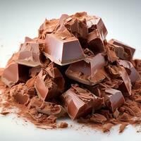 Chocolate flavored ice cream on a white background photo