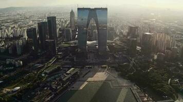 CBD buildings by Jinji Lake in Suzhou, China. video