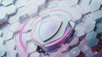 Shield and Hexagonal background, 3d rendering. video