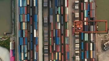 Containers and seaport, trade and logistics. video