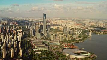 cbd edifícios de Jinji lago dentro suzhou, China. video