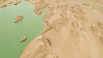 vind erosion terräng landskap, yardang landform. video