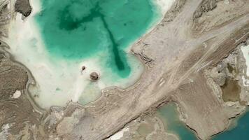 Aerial of salt lakes, natural landscape in Qinghai, China. video