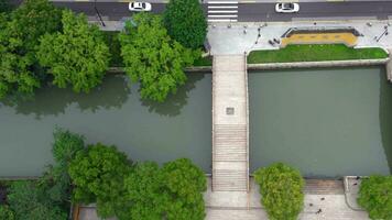 Aerial of Ancient traditional garden, Suzhou garden, in China. video