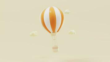 boucle animation de dessin animé chaud air ballon, 3d le rendu. video