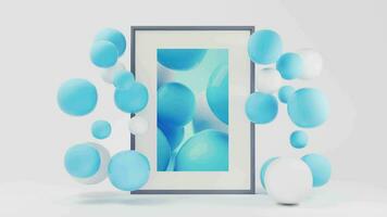 Soft balls and decorative picture, 3d rendering. video