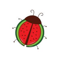 watermelon ladybug Mascot Character Vector illustration color children cartoon clipart