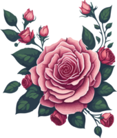 un Rosa flor acortar Arte ilustración con ai generativo png