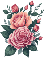 un Rosa flor acortar Arte ornamento ai generativo png