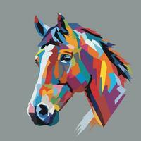 Head horse drawn using WPAP art style, pop art, vector illustration.