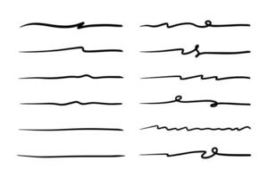 Vector set of hand drawn underline.