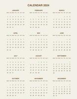 2024 Year Calendar Printable Portrait vector