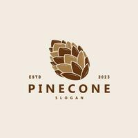 Pinecone Logo, Simple Minimalist Design Pine Tree Plant Template Vector Illustration