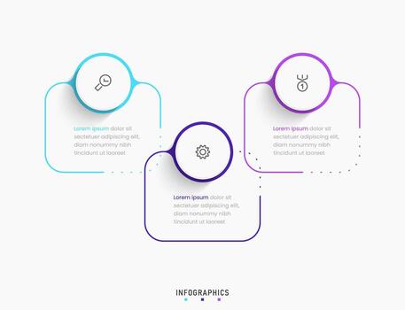 plantilla de diseño de etiquetas infográficas vectoriales con iconos y 3 opciones o pasos. se puede utilizar para diagramas de proceso, presentaciones, diseño de flujo de trabajo, banner, diagrama de flujo, gráfico de información. vector