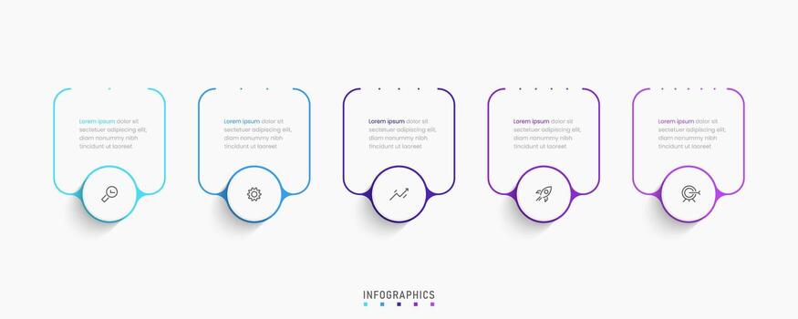 plantilla de diseño de etiquetas infográficas vectoriales con iconos y 5 opciones o pasos. se puede utilizar para diagramas de proceso, presentaciones, diseño de flujo de trabajo, banner, diagrama de flujo, gráfico de información. vector