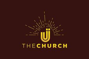 Trendy and Professional letter U church sign Christian and peaceful vector logo design