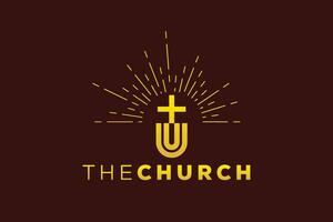 Trendy and Professional letter U church sign Christian and peaceful vector logo design