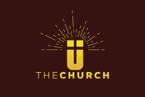 Trendy and Professional letter U church sign Christian and peaceful vector logo design