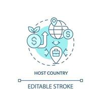 Editable host country icon, isolated vector, foreign direct investment thin line illustration. vector