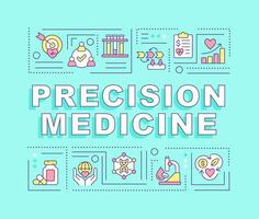 Precision medicine word concepts green banner. Genome study. Infographics with editable icons on color background. Isolated typography. Vector illustration with text