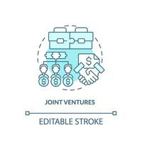 Editable joint ventures icon, isolated vector, foreign direct investment thin line illustration. vector