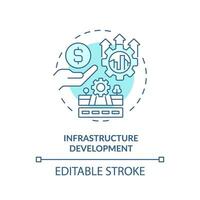 Editable infrastructure development icon, isolated vector, foreign direct investment thin line illustration. vector