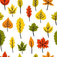 Autumn seamless pattern with different leaves. Bright print vector