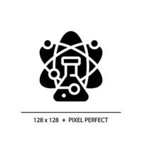 STEM in science pixel perfect black glyph icon. Data mining technology in education. Researching methods for students. Silhouette symbol on white space. Solid pictogram. Vector isolated illustration