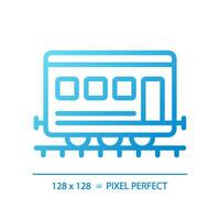 Passenger railroad carriage pixel perfect gradient linear vector icon. Railway car. Rapid transit. Compartment coach. Thin line color symbol. Modern style pictogram. Vector isolated outline drawing