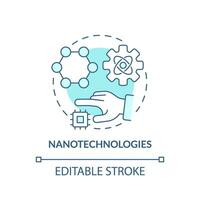 Nanotechnologies turquoise concept icon. Robotizing treatment process. Delivering medication. Technological advance abstract idea thin line illustration. Isolated outline drawing. Editable stroke vector