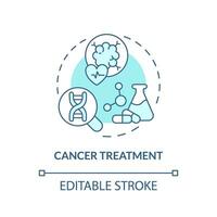 Cancer treatment turquoise concept icon. Innovative solutions in oncology treatment. Application of precision medicine abstract idea thin line illustration. Isolated outline drawing. Editable stroke vector