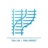 Railroad switch pixel perfect gradient linear vector icon. Rail turnout. Railway junction. Train crossroad. Thin line color symbol. Modern style pictogram. Vector isolated outline drawing