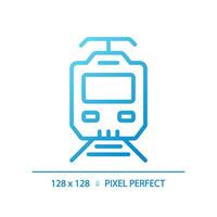 Electric train pixel perfect gradient linear vector icon. Modern locomotive. Railway electrification. Overhead lines. Thin line color symbol. Modern style pictogram. Vector isolated outline drawing