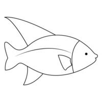 Continuous One line drawing of big fish and single line vector art illustration