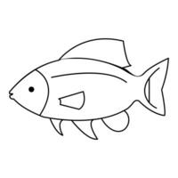 Continuous One line drawing of big fish and single line vector art illustration