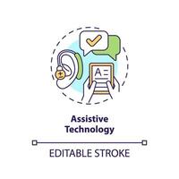 Assistive technology concept icon. Students with disabilities. Special education. Equal access. Web accessibility abstract idea thin line illustration. Isolated outline drawing. Editable stroke vector