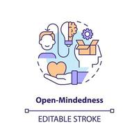 Open mindedness concept icon. Different perspective. Drive change. Cultural awareness. Embracing diversity abstract idea thin line illustration. Isolated outline drawing. Editable stroke vector