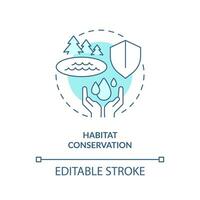 Habitat conservation turquoise concept icon. Protect freshwater. Water protection aim abstract idea thin line illustration. Isolated outline drawing. Editable stroke vector